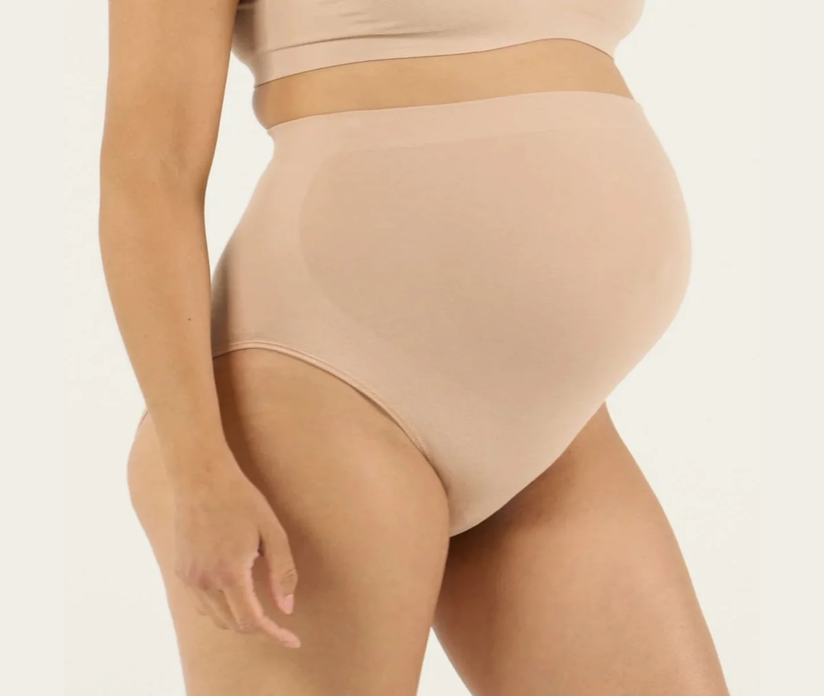 RestingBelly seamless maternity brief in soft beige