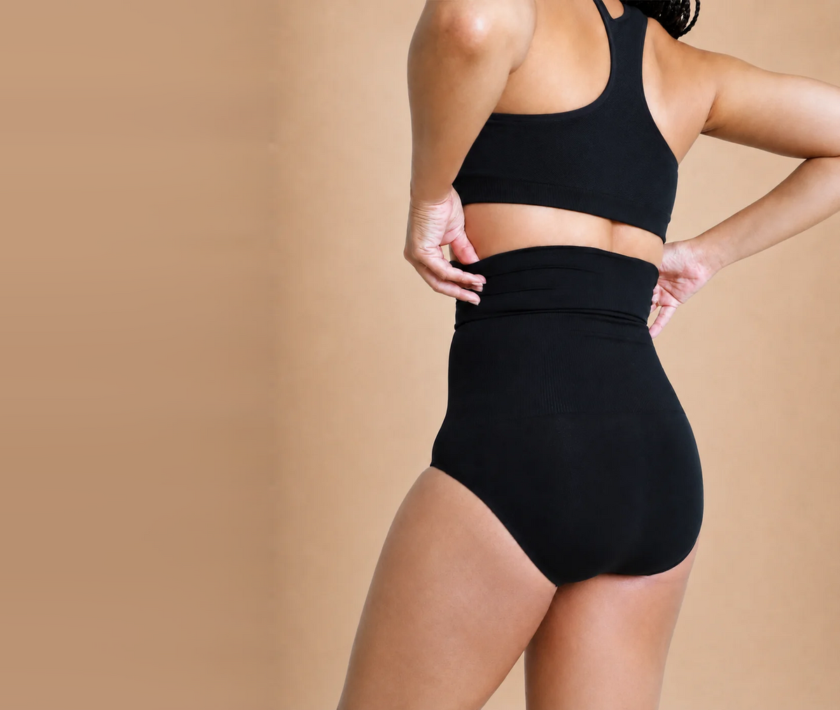 Postpartum underwear with lower-back support